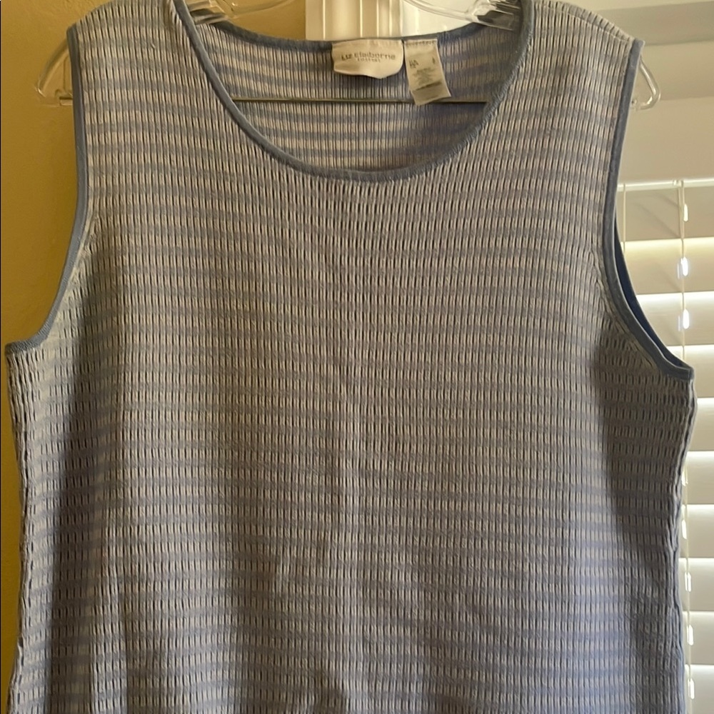 Liz Claiborne Light Blue Patterned Tank Top Size L - Picture 3 of 4